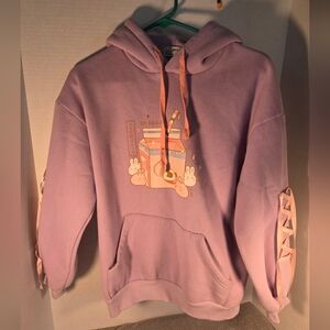 RUIXIANG urple Graphic Hoodie with Lace-Up Sleeves SIZE S